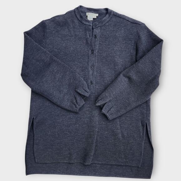 Geoffrey Beene Sweater Womens M Dark Gray Henley Long Sleeve 100% Wool VTG - Picture 1 of 4